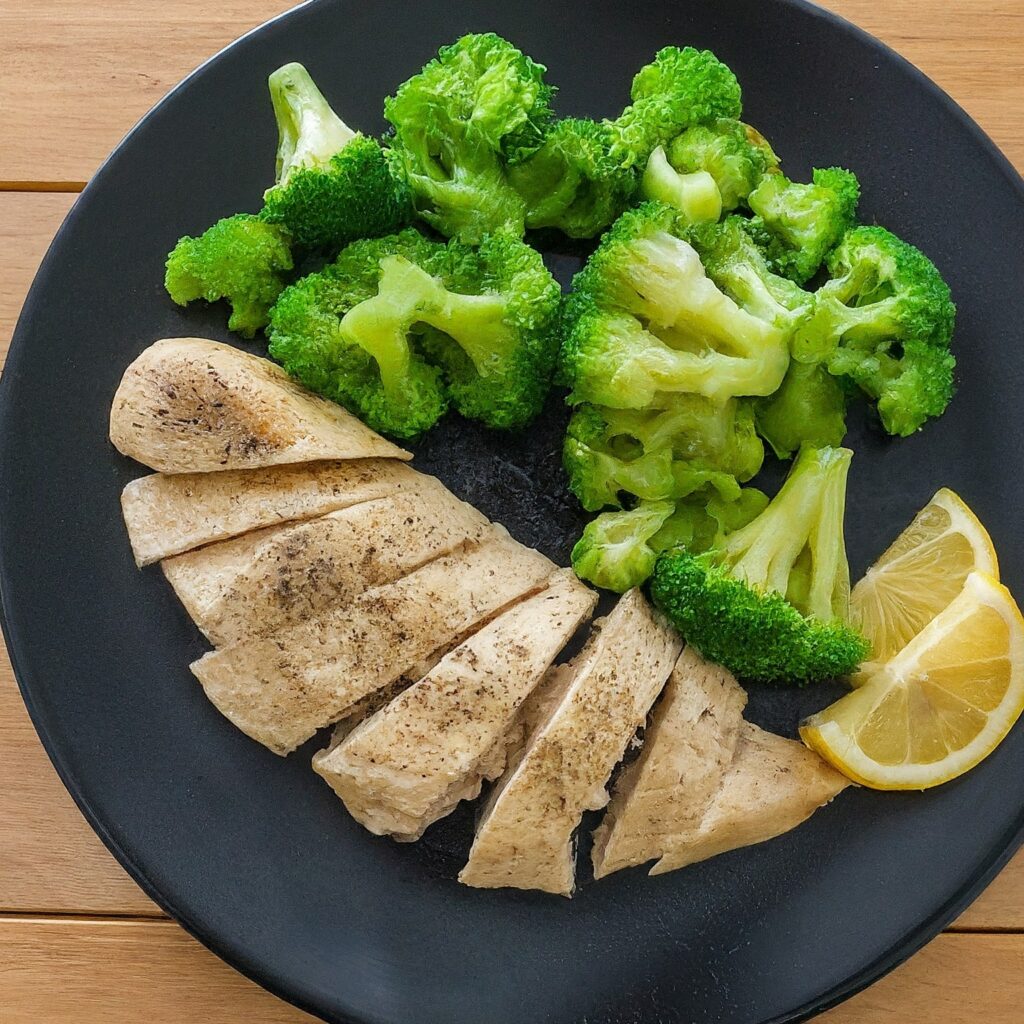 Steamed Broccoli And steamed chicken breast